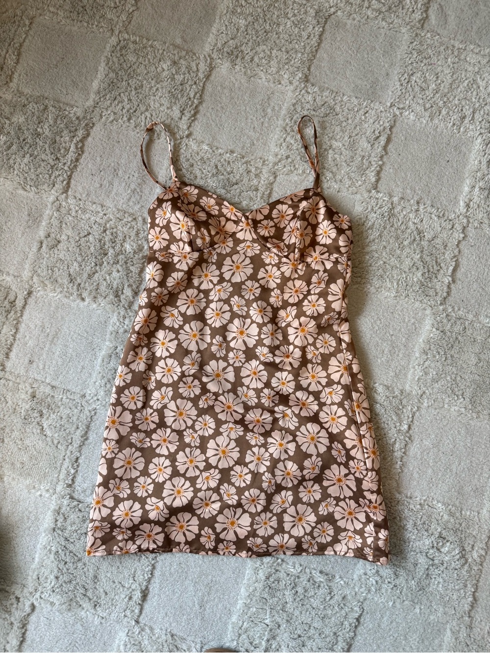 RSQ Brown Mini Dress with Pink and Yellow Daisy Print